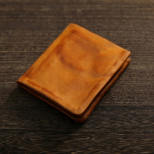 Vintage Distressed Top Grain Leather Wallet for Men