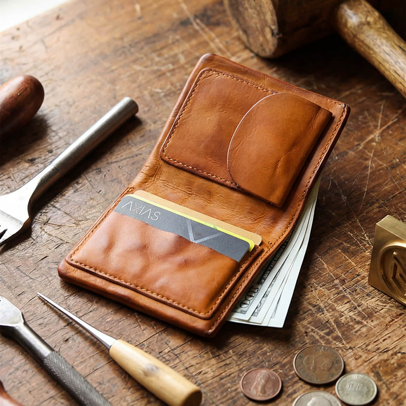 Vintage Distressed Top Grain Leather Wallet for Men