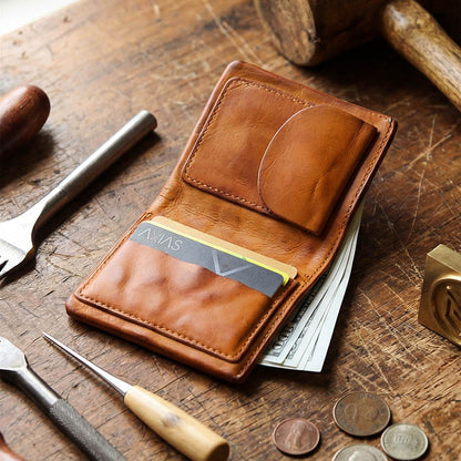 Vintage Distressed Top Grain Leather Wallet for Men