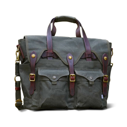 Vintage Military-Style Waxed Canvas Messenger Bag for 15.6in Laptop