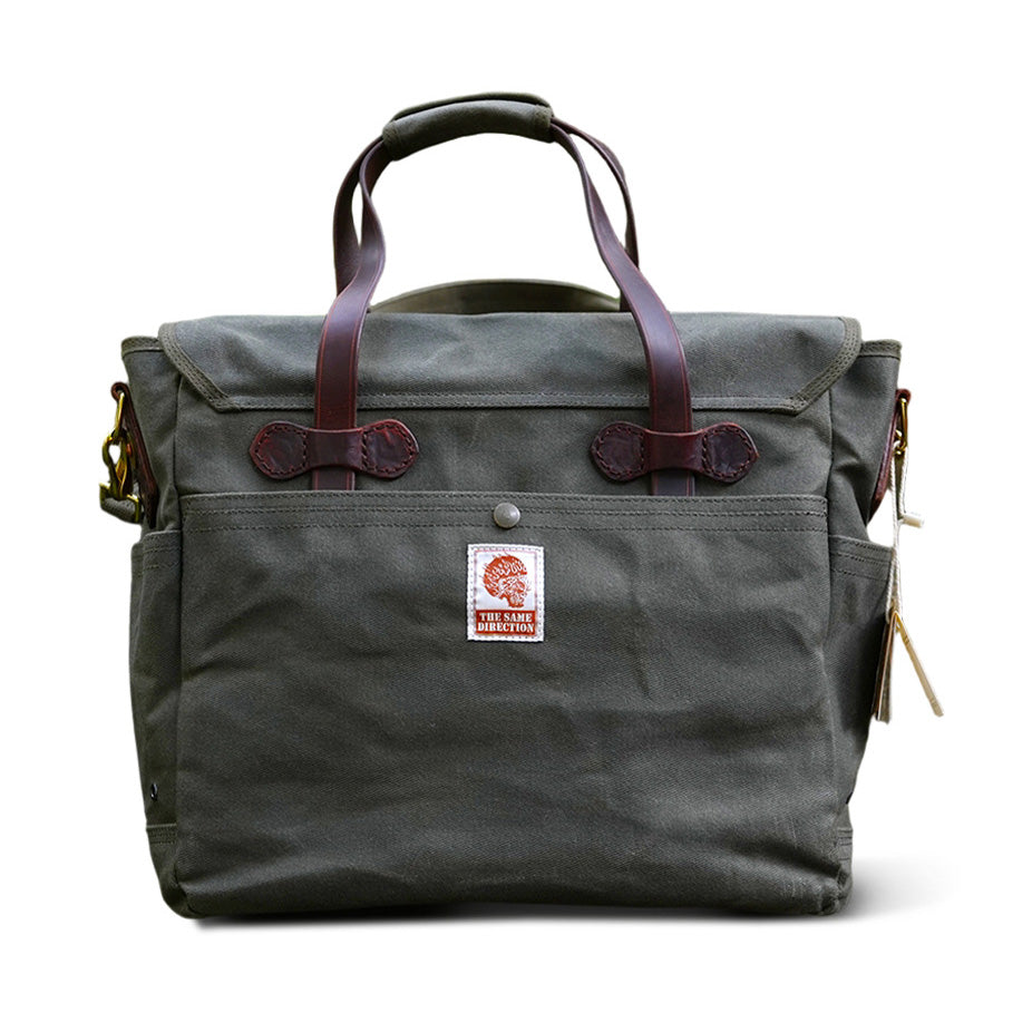 Vintage Military-Style Waxed Canvas Messenger Bag for 15.6in Laptop