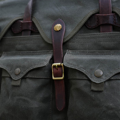 Vintage Military-Style Waxed Canvas Messenger Bag for 15.6in Laptop