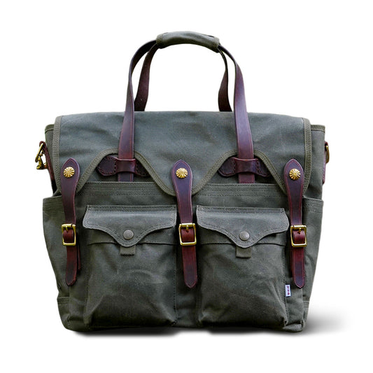 Vintage Military-Style Waxed Canvas Messenger Bag for 15.6in Laptop