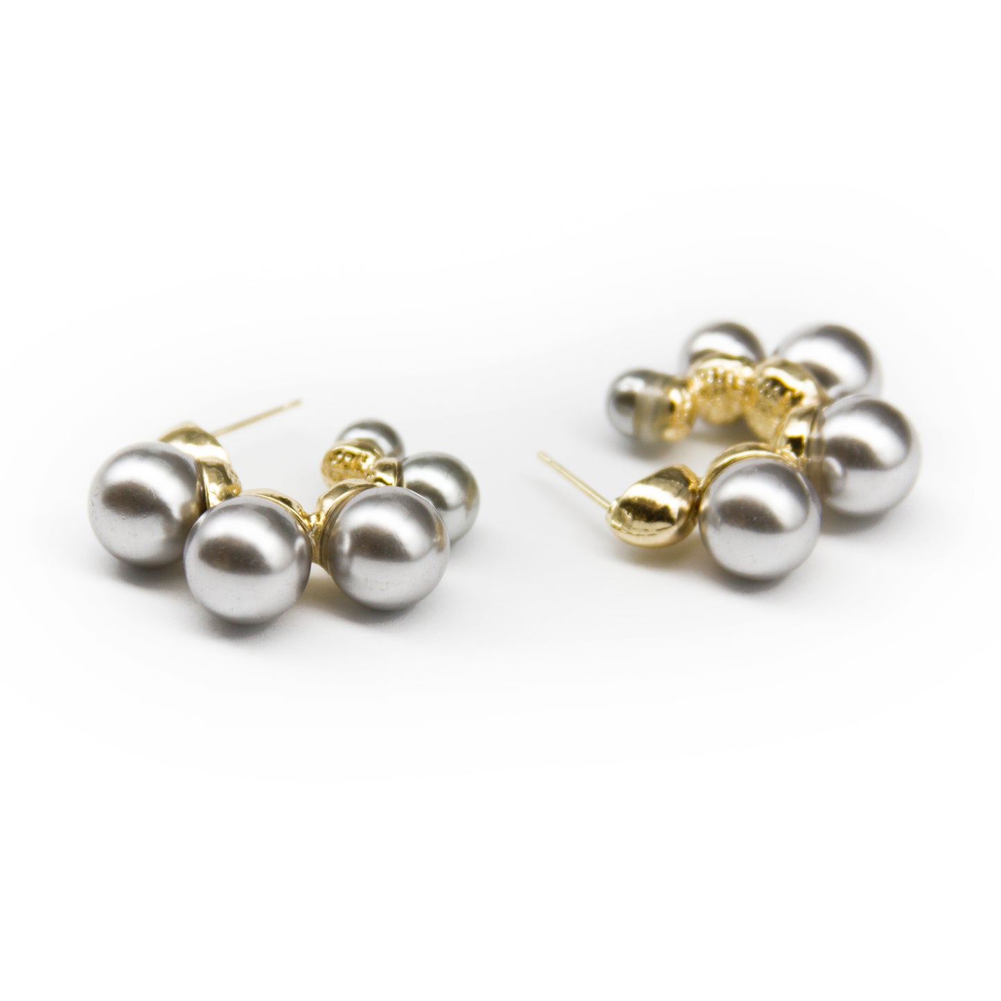 Vintage Grey Pearl Circle Earrings-i7bags-8