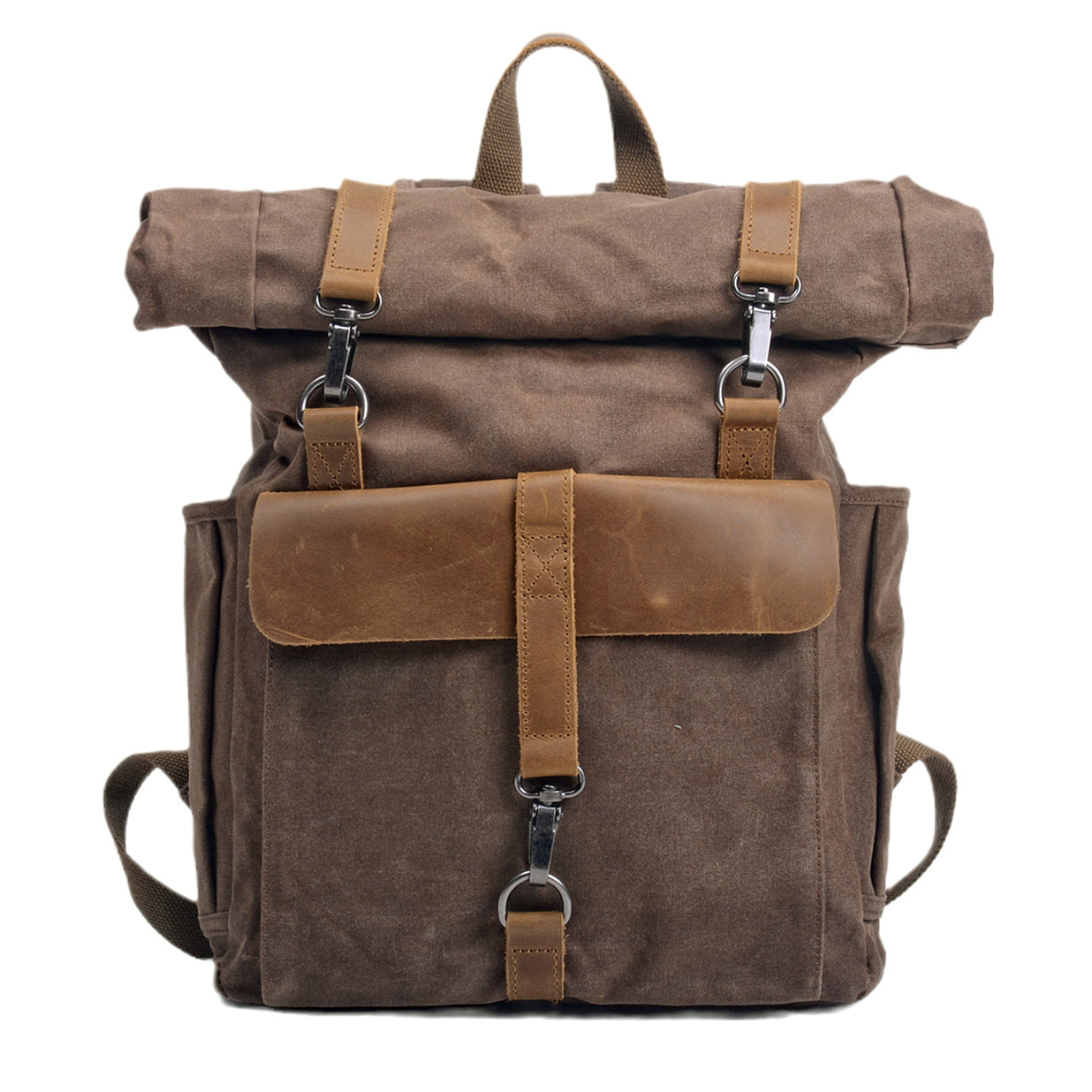 Waxed Canvas Backpack,Large Waterproof Rucksack,Outdoor Travel Sports Backpacks-i7bags