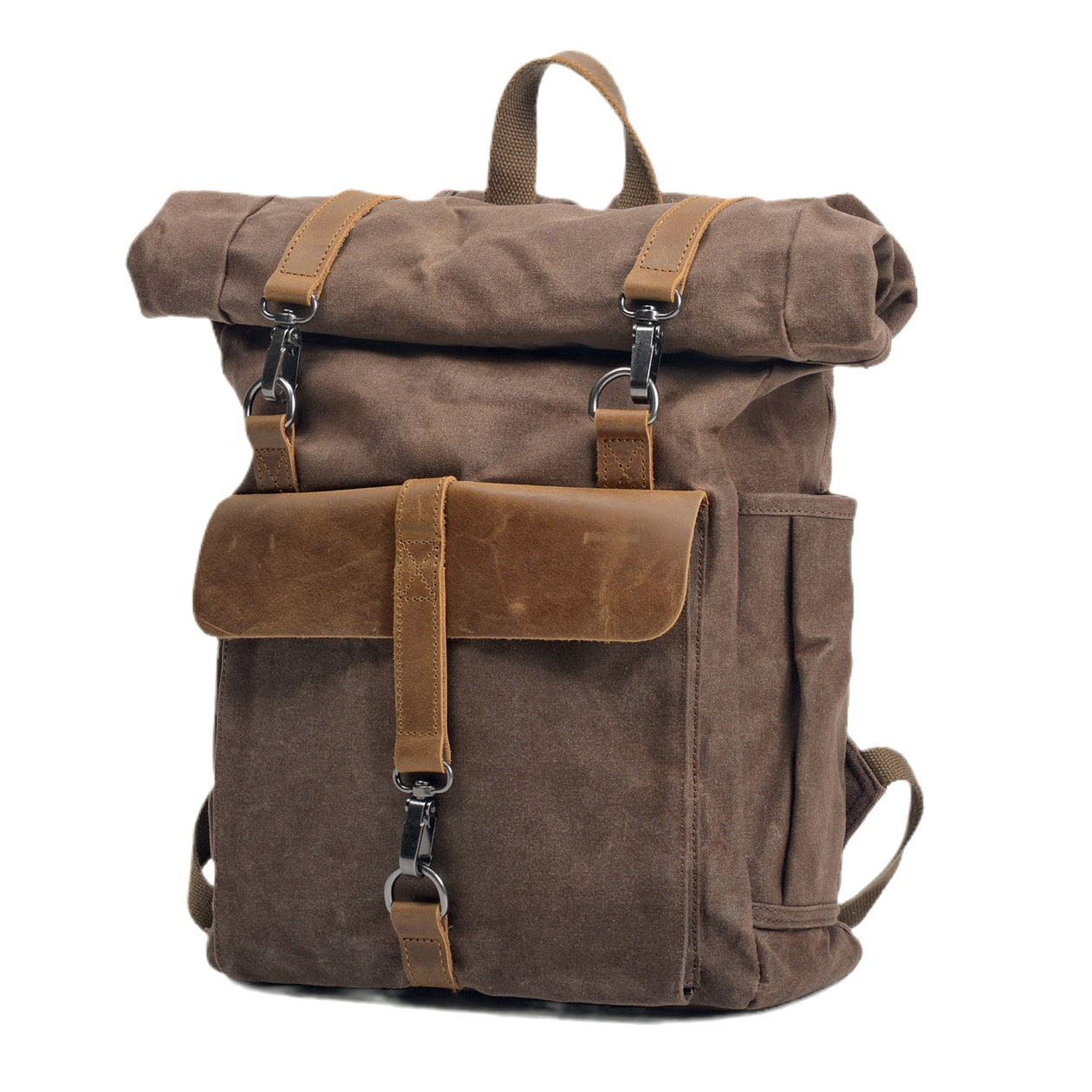 Waxed Canvas Backpack,Large Waterproof Rucksack,Outdoor Travel Sports Backpacks-i7bags