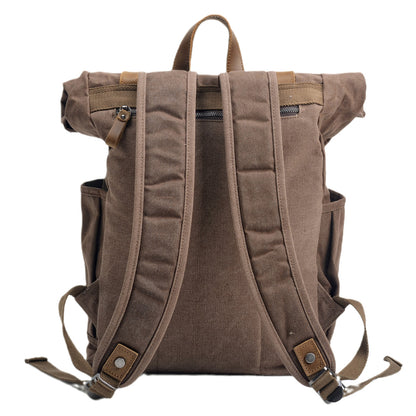 Waxed Canvas Backpack,Large Waterproof Rucksack,Outdoor Travel Sports Backpacks-i7bags