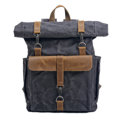 Waxed Canvas Backpack,Large Waterproof Rucksack,Outdoor Travel Sports Backpacks-i7bags