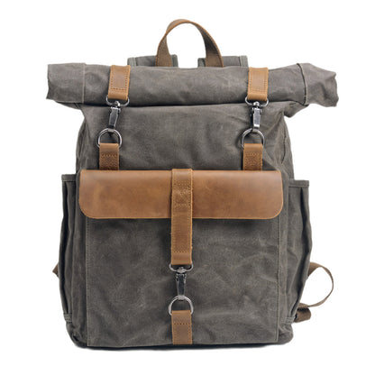 Waxed Canvas Backpack,Large Waterproof Rucksack,Outdoor Travel Sports Backpacks-i7bags