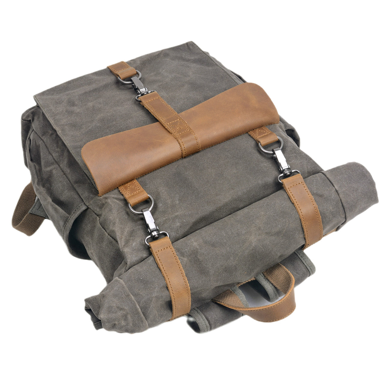 Waxed Canvas Backpack,Large Waterproof Rucksack,Outdoor Travel Sports Backpacks-i7bags