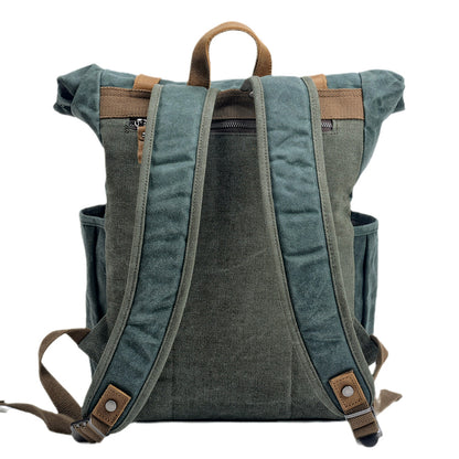 Waxed Canvas Backpack,Large Waterproof Rucksack,Outdoor Travel Sports Backpacks-i7bags