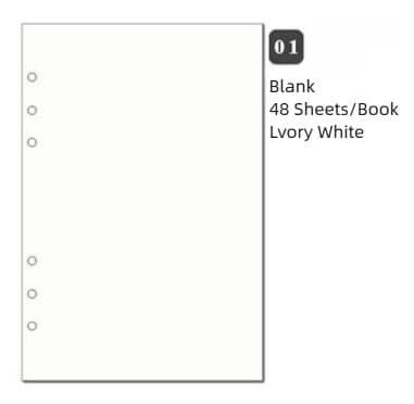 Refillable Leather Planner A5 With Lock Business Organizer 9in. Blank inner sheet in ivory white, 48 sheets per book.