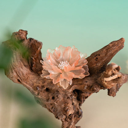 Blooming Color-Changing Sculptural Leather Flower Stud Earrings 1.9in