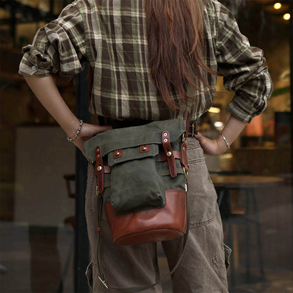 Canvas & Italian Leather Vintage Military Crossbody Bag – i7Bags
