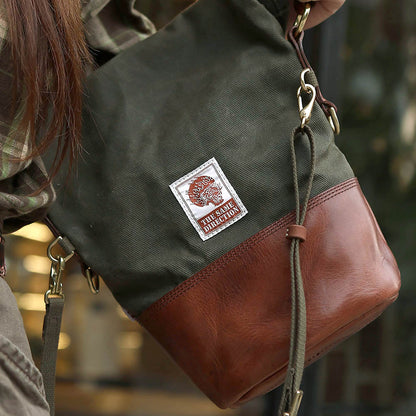 Canvas Crossbody Bag in Italian Leather Vintage Military Style with vintage detailing and premium materials.