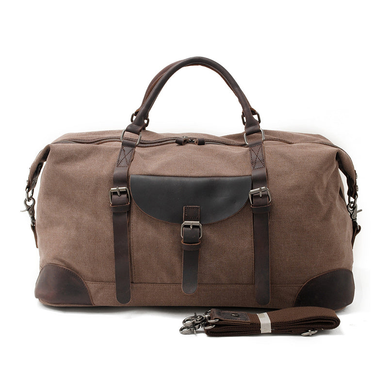 Canvas Leather Duffel Bag 21.7in Large Capacity Travel Luggage Men