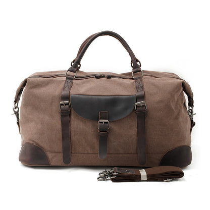 Canvas Leather Duffel Bag 21.7in Large Capacity Travel Luggage Men