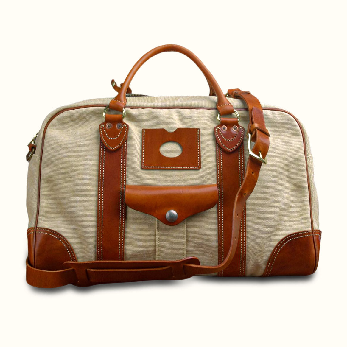 Canvas Duffle Bag Italian Leather Large Weekender Bag - Stylish and durable, perfect for travel.
