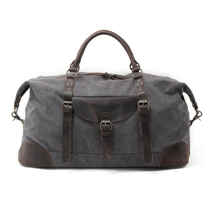 Canvas Leather Duffel Bag 21.7in Large Capacity Travel Luggage Men