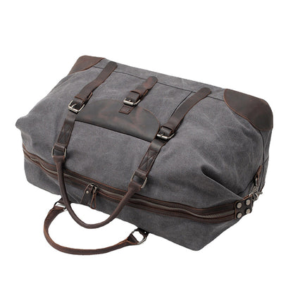 Canvas Leather Duffel Bag 21.7in Large Capacity Travel Luggage Men