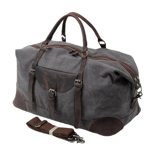 Canvas Leather Duffel Bag 21.7in Large Capacity Travel Luggage Men