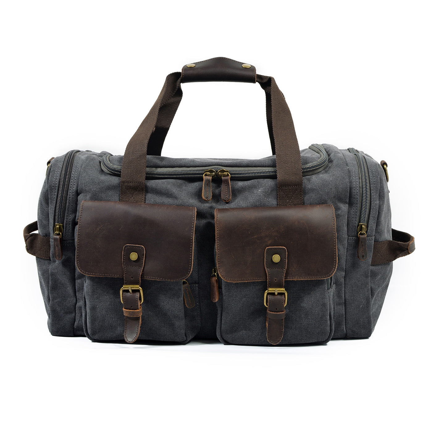 Large Canvas Leather Travel Bag 20.9in Crossbody Shoulder Duffel For Men