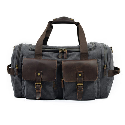 Large Canvas Leather Travel Bag 20.9in Crossbody Shoulder Duffel For Men
