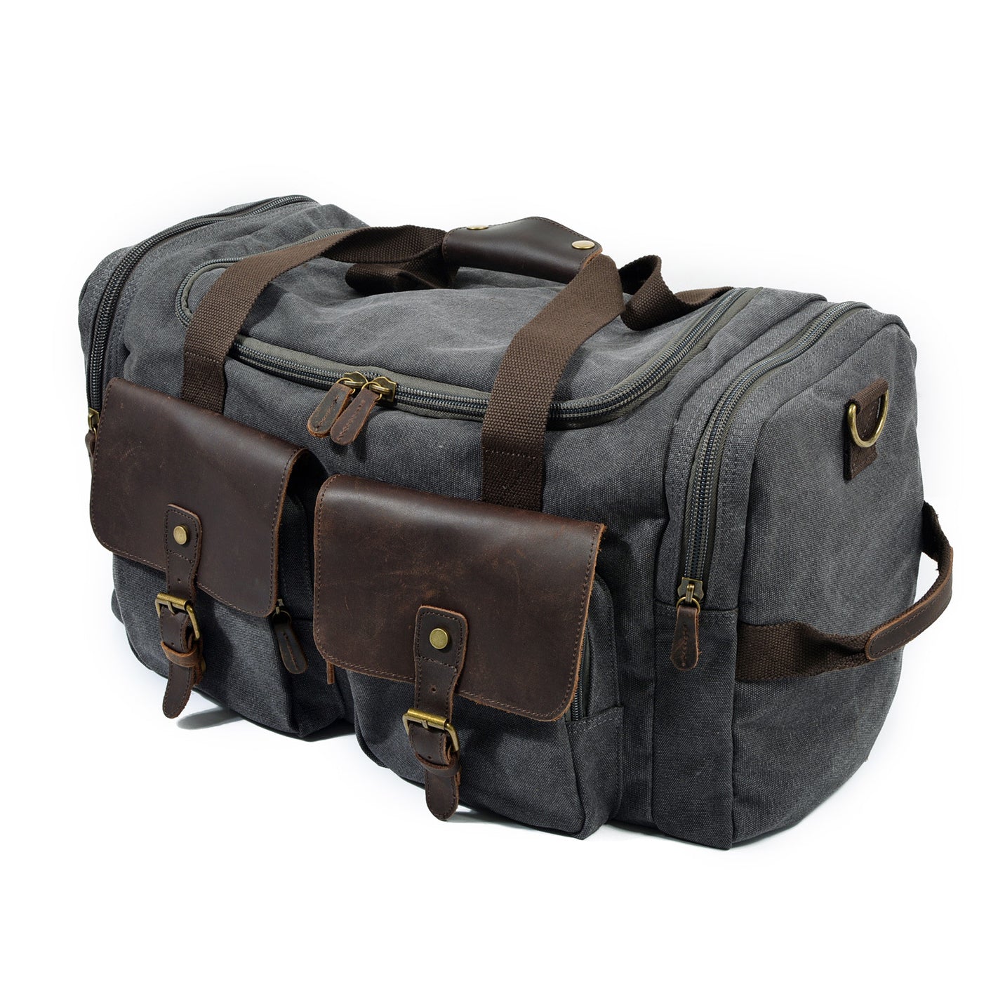 Large Canvas Leather Travel Bag 20.9in Crossbody Shoulder Duffel For Men