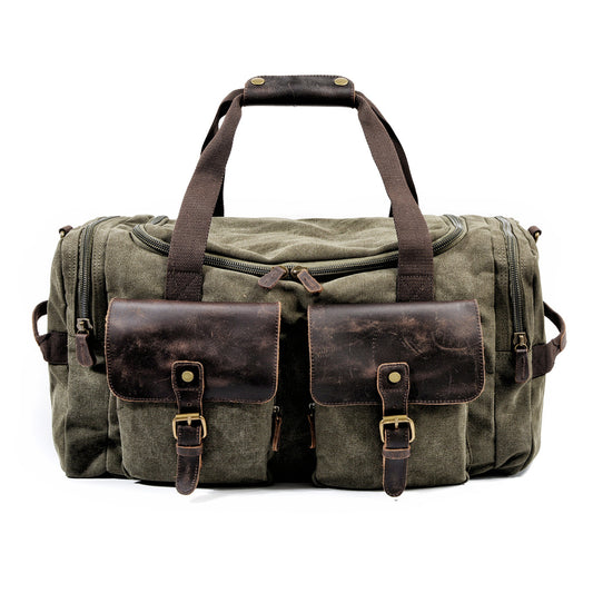 Large Canvas Leather Travel Bag 20.9in Crossbody Shoulder Duffel For Men