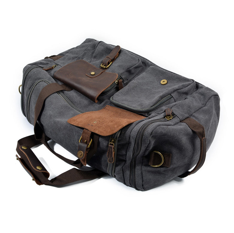 Large Canvas Leather Travel Bag 20.9in Crossbody Shoulder Duffel For Men