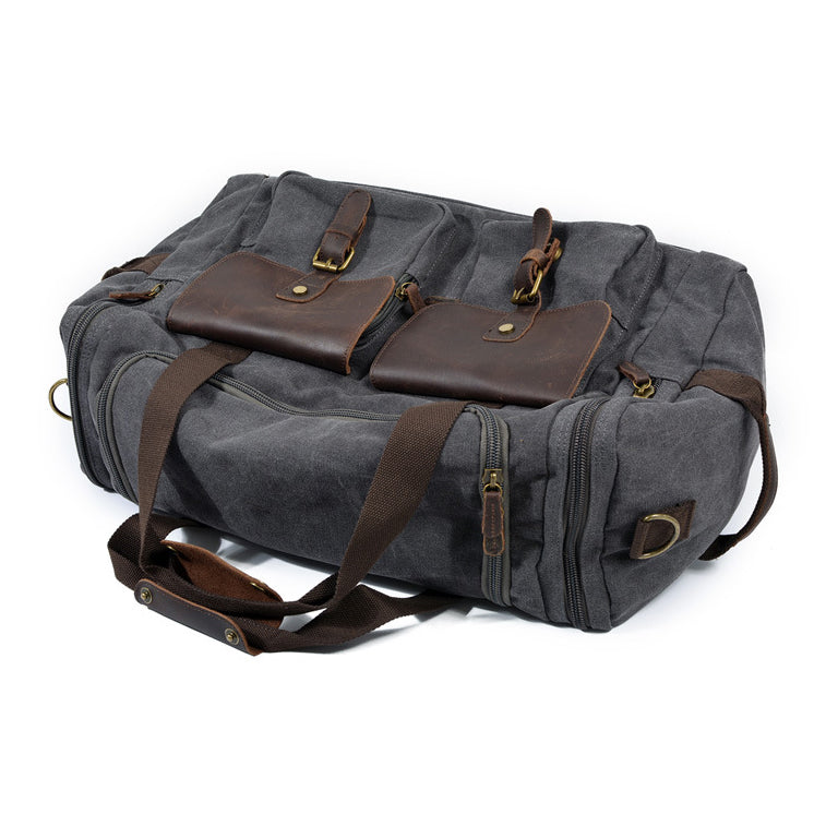 Large Canvas Leather Travel Bag 20.9in Crossbody Shoulder Duffel For Men