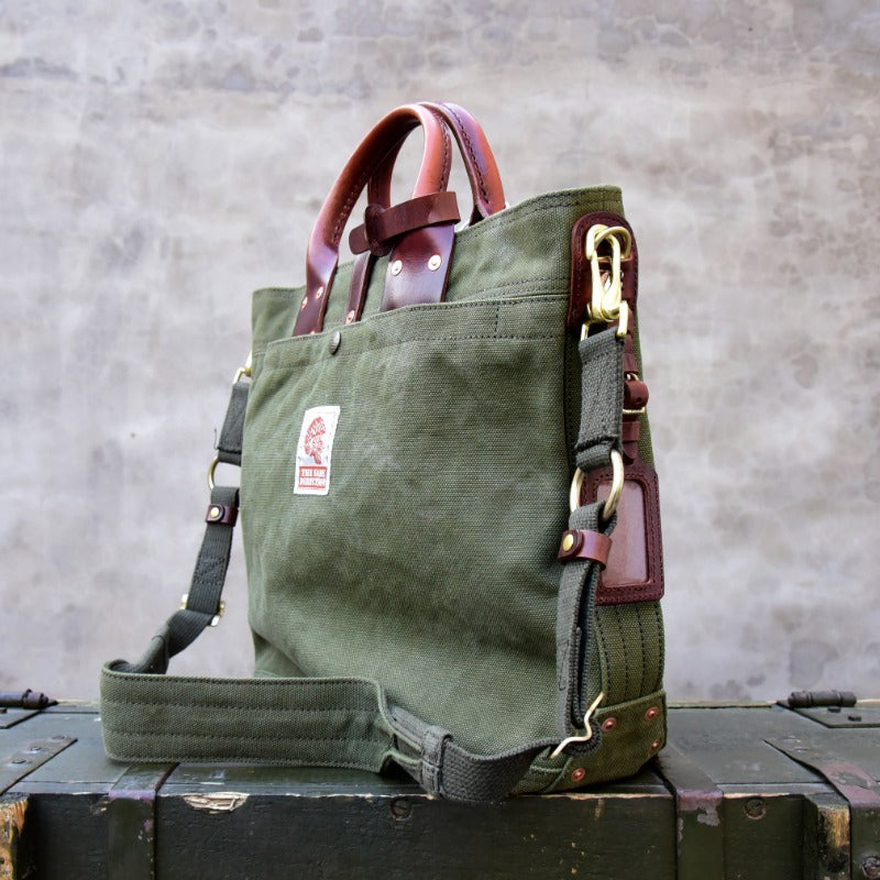 Canvas & Leather Retro Crossbody Tote Bag | Unisex Workwear Bag