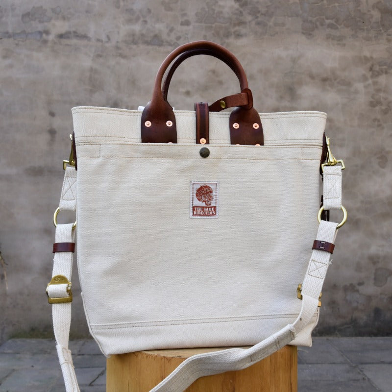 Canvas & Leather Retro Crossbody Tote Bag | Unisex Workwear Bag