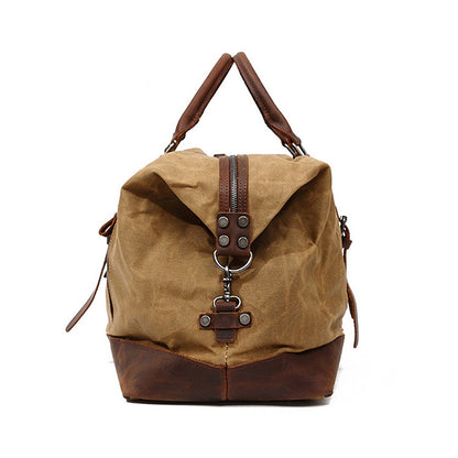 Large Waxed Canvas Travel Duffel Bag Leather Travel Duffle Luggage