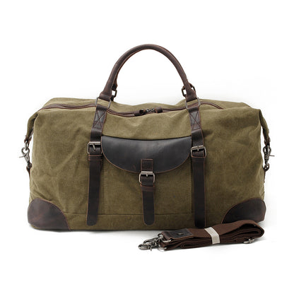 Canvas Leather Duffel Bag 21.7in Large Capacity Travel Luggage Men