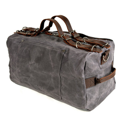 Waxed Canvas Leather Travel Bag Vintage Duffel Shoulder Bag 19.7in