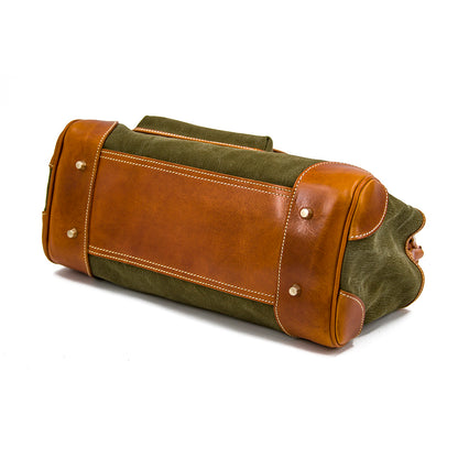 Canvas Tote Italian Leather Handmade Travel Bag Daily Work Bag 15in