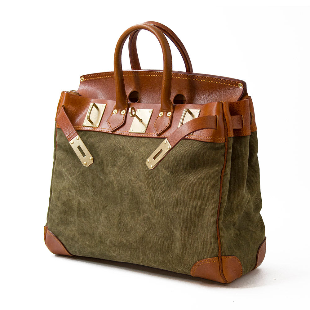 Canvas Tote med læderhåndtag, Canvas taske med læder, 16,5 tommer