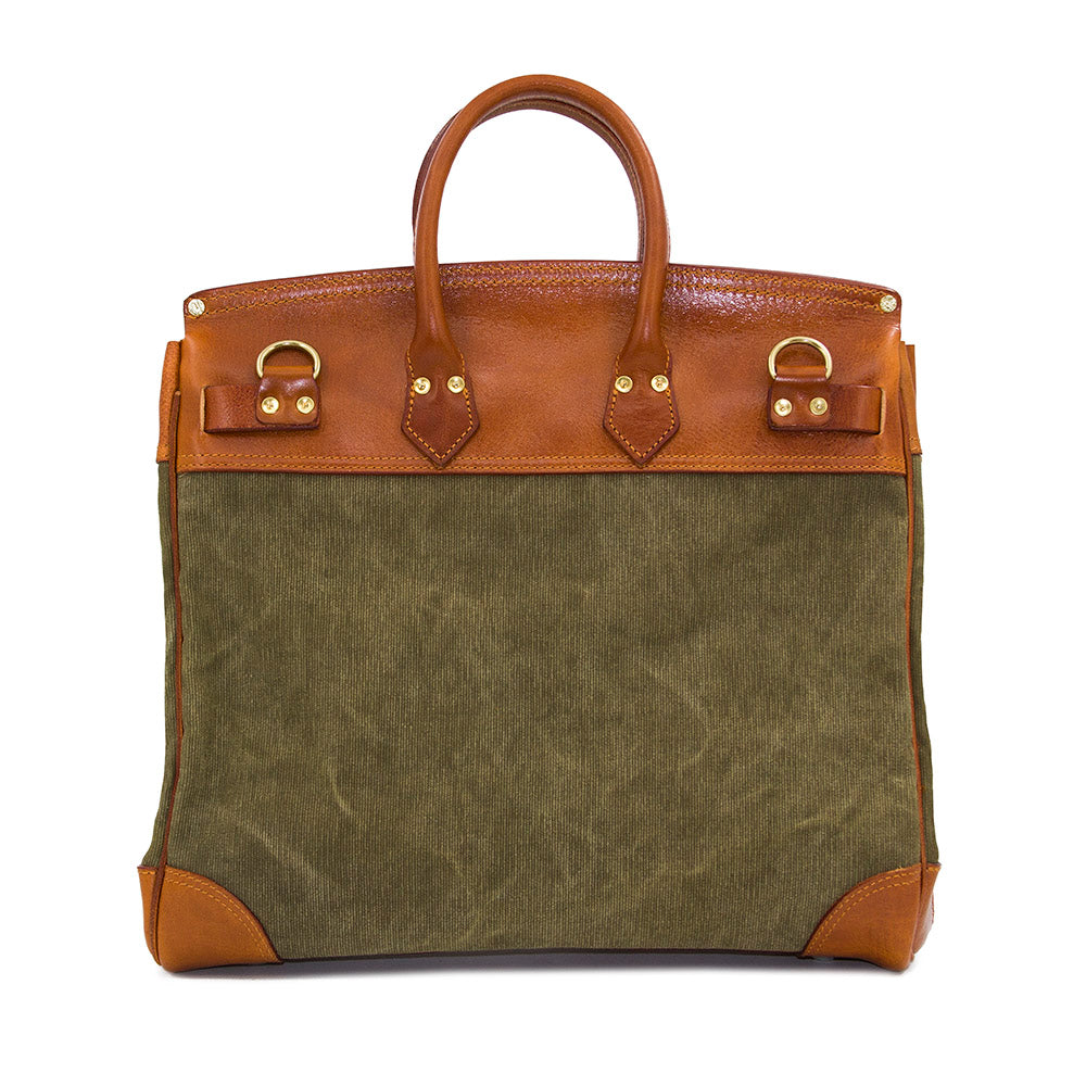 Canvas Tote med læderhåndtag, Canvas taske med læder, 16,5 tommer