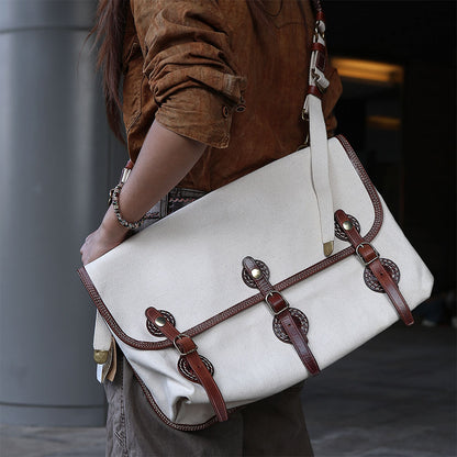 Canvas Messenger Bag Italian Leather 16.5in Laptop Bag