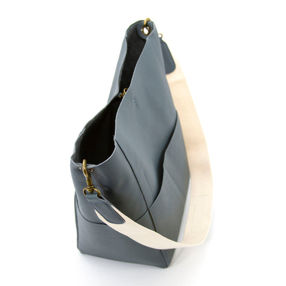 canvas strap leather bag-Blue-2