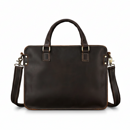 Retro Crazy Horse leather Full-Grain Leather 15" Laptop Briefcase - Heritage Executive Messenger