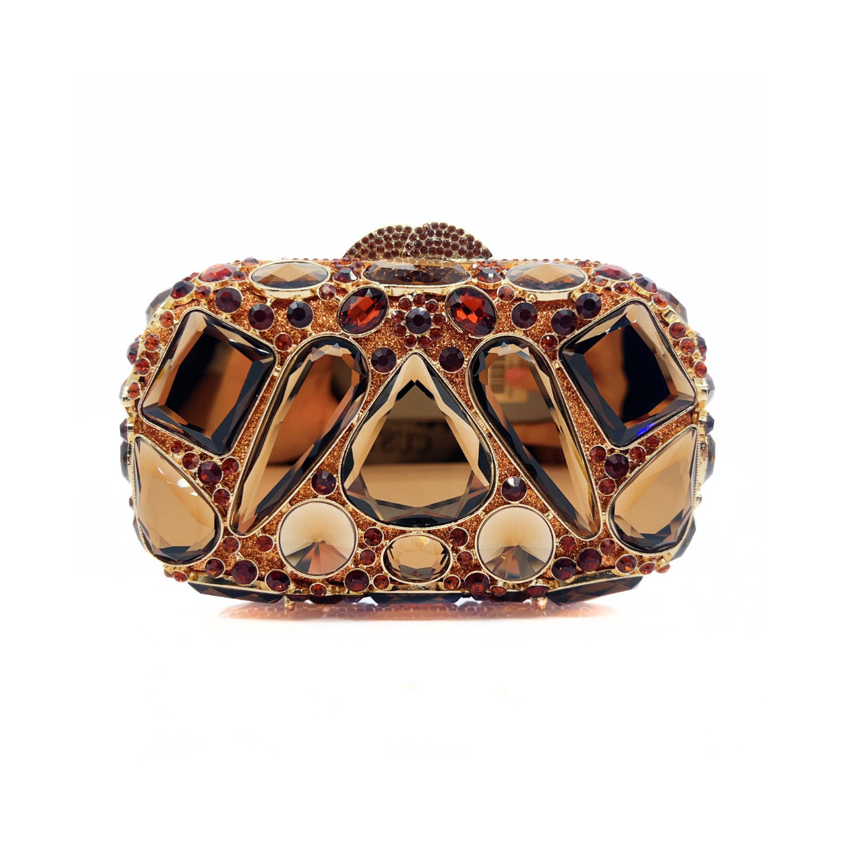 Rhinestone Evening Clutch Multi Color Jeweled Wedding Bag with ornate embellishments and sparkling details.