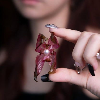 Dancing Petals Large Sculptural Leather Flower Stud Earrings