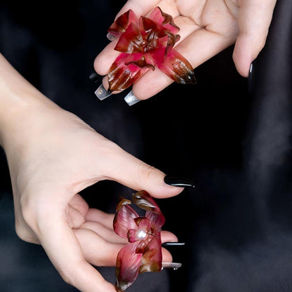 Dancing Petals Large Sculptural Leather Flower Stud Earrings