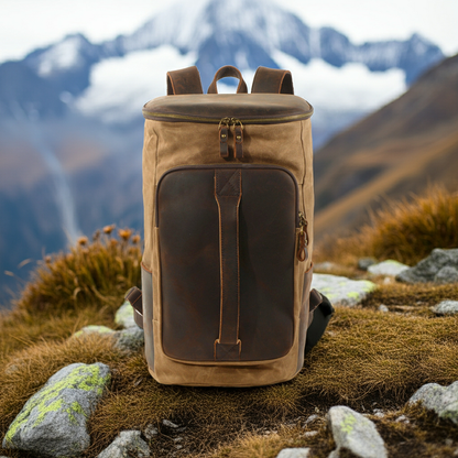 Bucket backpack,Waxed Canvas Backpack,Large Canvas Travel Backpack,Rucksack For Men-i7bags