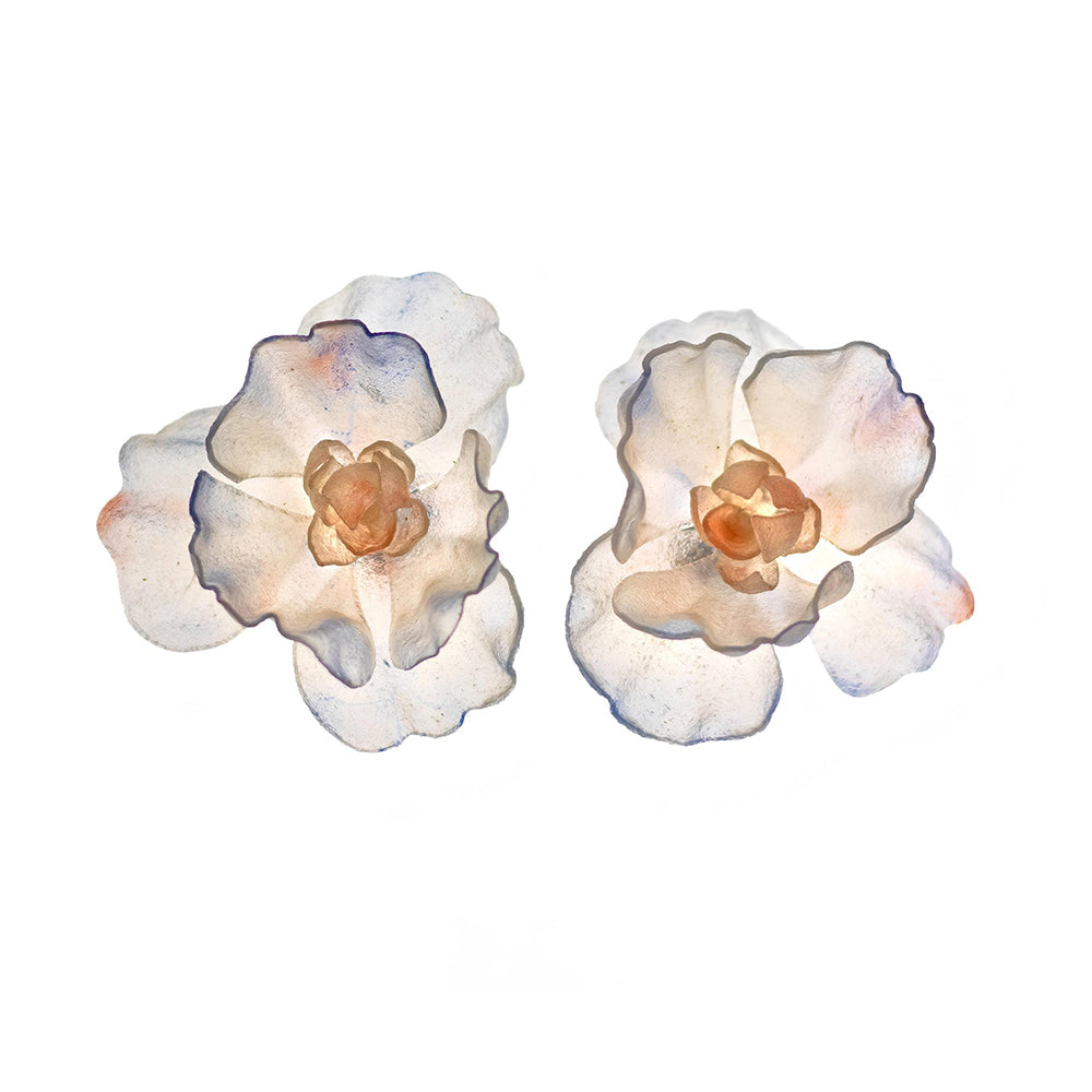 Handcrafted Translucent Retro Neon Leather Flower Stud Earrings 2in