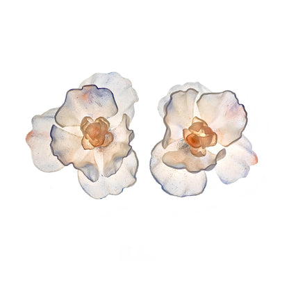 Handcrafted Translucent Retro Neon Leather Flower Stud Earrings 2in