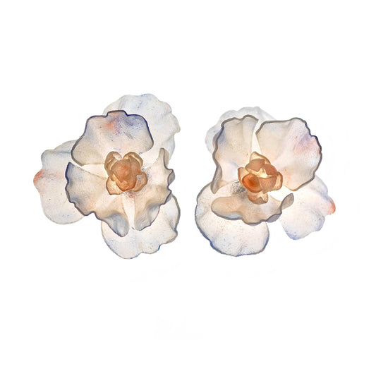 Handcrafted Translucent Retro Neon Leather Flower Stud Earrings 2in