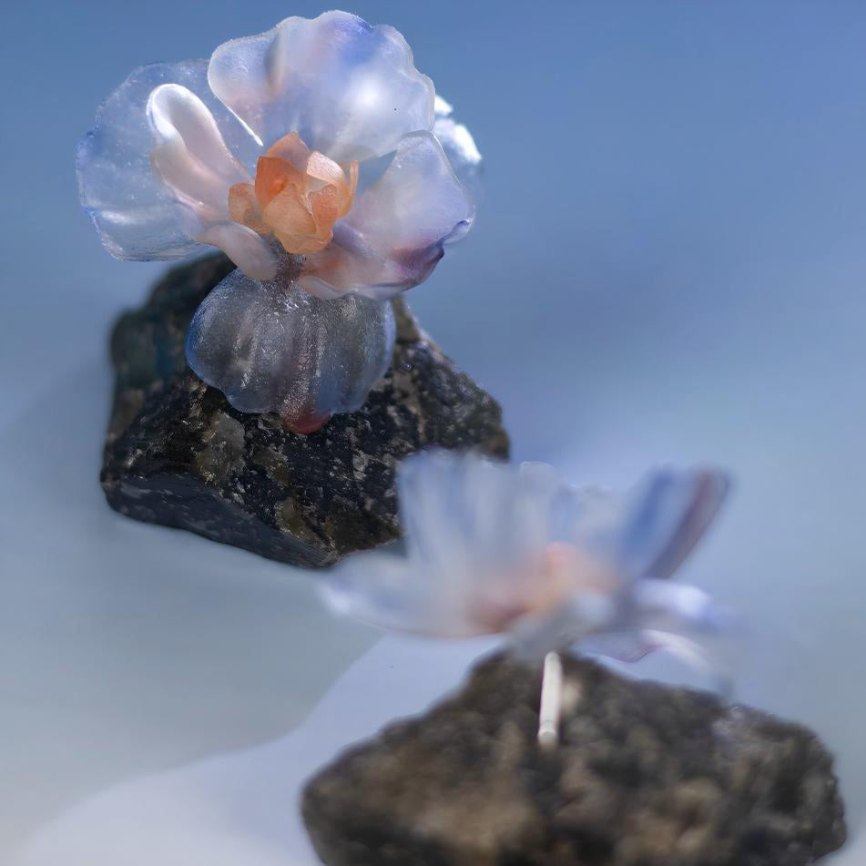 Handcrafted Translucent Retro Neon Leather Flower Stud Earrings 2in